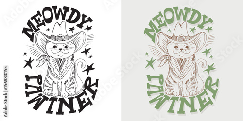 Cute hand drawn doodle lettering quote about Cat. Lettering for t-shirt design, mug print, bag print, clothes fashion. 100% hand drawn vector image.