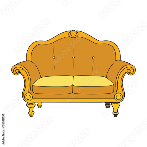 A modern yellow sofa with clean lines, soft cushions, and wooden legs, adding a cheerful, cozy vibe to any living space while brightening up the room effortlessly.
