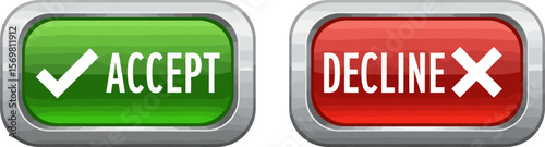 Accept decline buttons vector illustration for web design and user interface elements concept