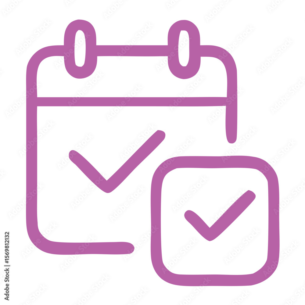 Minimalist Outline Calendar Schedule with Checkmark Task Complete Icon Minimalist Outline Calendar Schedule with Checkmark Task Complete Icon