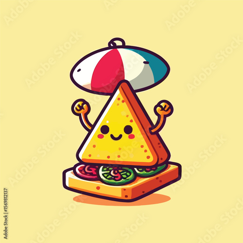 vector style cute unique food monster mascot illustration