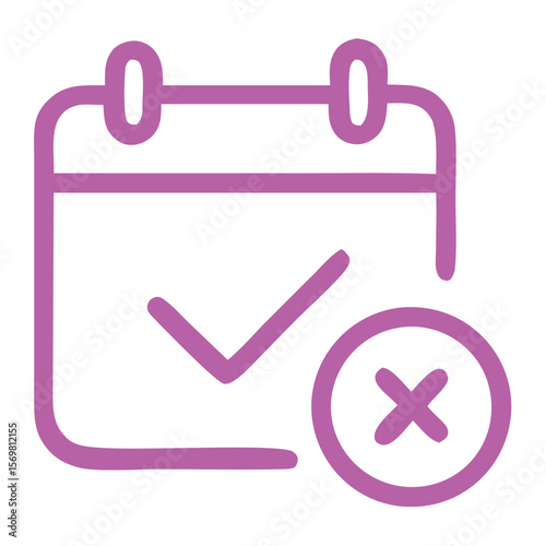 Simple Outline Calendar Schedule Event with Check and Cross Mark Icon