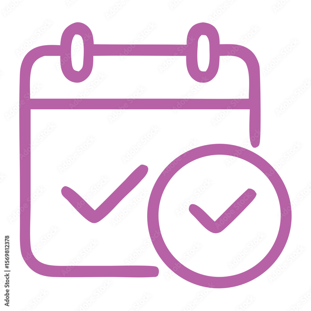 Simple Outline Calendar Tick Icon Design Element for Reminder Date Schedule Simple Outline Calendar Tick Icon Design Element for Reminder Date Schedule