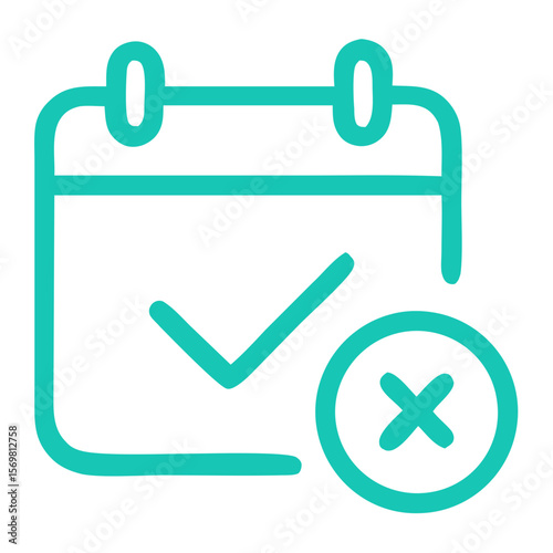 Simple Outline Calendar Schedule Event with Check and Cross Mark Icon
