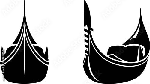 Venice gondola vector art black and white illustration venetian boat graphic design travel icon 95 char