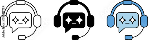 Customer service headset icon vector illustration for support call center and communication 24/7