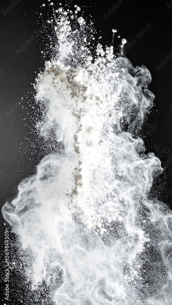 Obraz premium White Flour Explosion Against Black Background