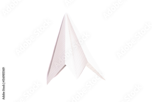 Origami paper airplane isolated on white