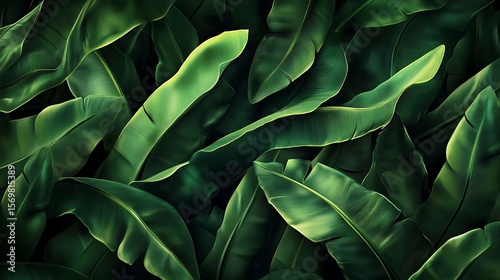 Wallpaper Mural Lush Tropical Banana Leaves Texture. (15) Torontodigital.ca