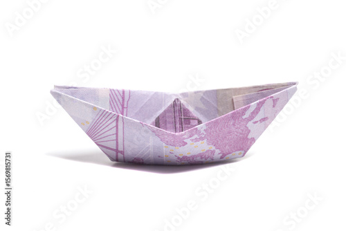 Money Origami boat with Euro bill