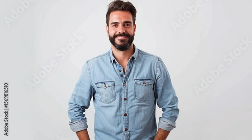 Confident Man with a Beard: A striking portrait of a man exudes confidence, showcasing his neatly trimmed beard and charismatic presence. capturing a moment of authentic charm.