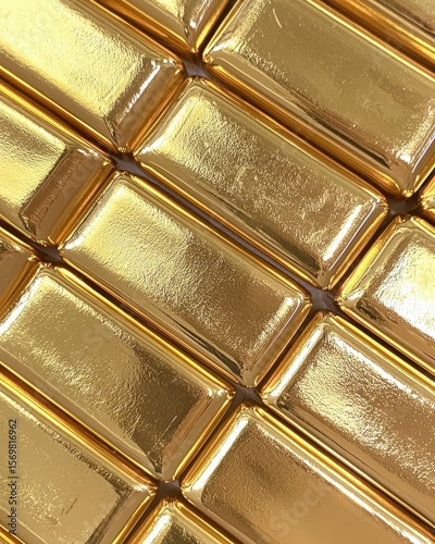 Shiny Gold Bars Stacked in a Pattern for Financial Themes