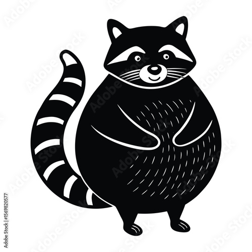 a black and white raccoon standing on its hind legs.