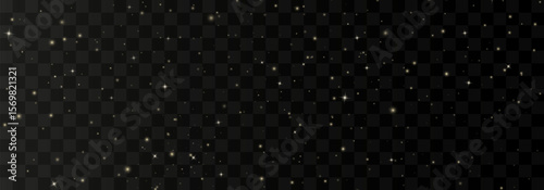 Shining night starry sky png, dark space background with stars. Stardust in deep universe, galaxy. Vector Illustration isolated on transparent background.