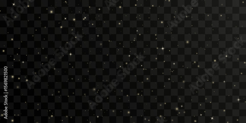 Shining night starry sky png, dark space background with stars. Stardust in deep universe, galaxy. Vector Illustration isolated on transparent background.