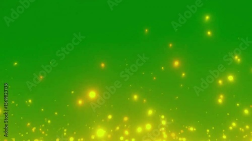 Glowing Yellow Fire Particles Flying on Green Screen | Looping Sparks and Ember Animation for VFX and Motion Graphics .Bright Yellow Ember Particles Rising | Chroma Key Fire Sparks Animation .