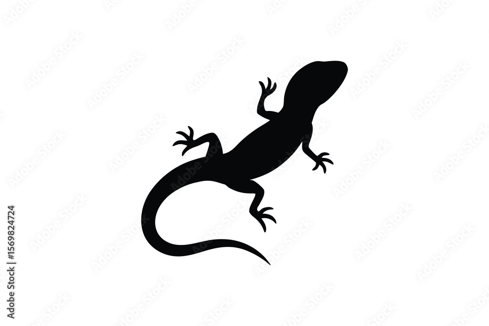Obraz premium Lizard Silhouette on White Background Reptile Vector Illustration silhouette