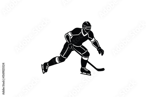 Hockey Player in Action Silhouette