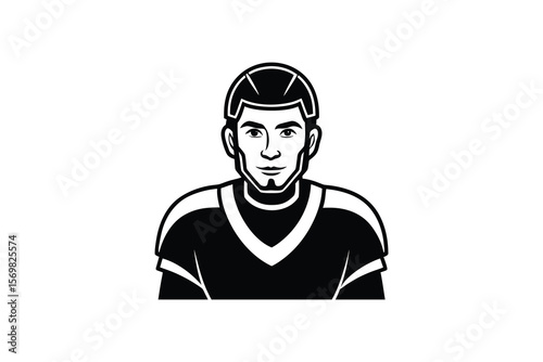 Lacrosse Player Portrait with Helmet Silhouette
