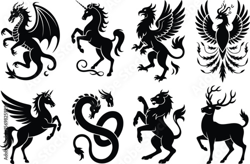 Majestic Heraldic Creatures Dragons, Unicorns, Griffins, and More