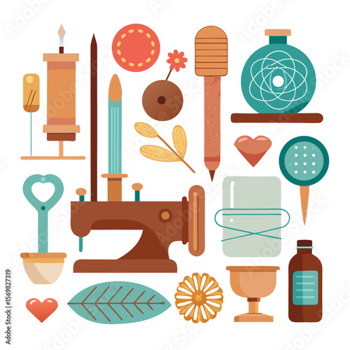 Collection of diverse crafting and hobby icons for creative projects