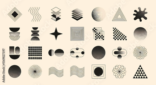 Minimalist Graphic Elements with Fine Stippling