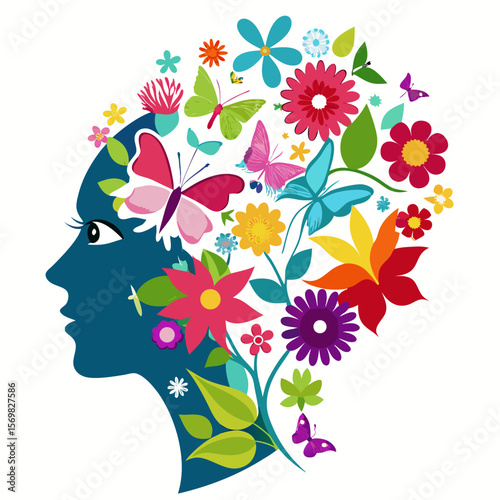 Human head silhouette symbolizing positive mindset and mental well being