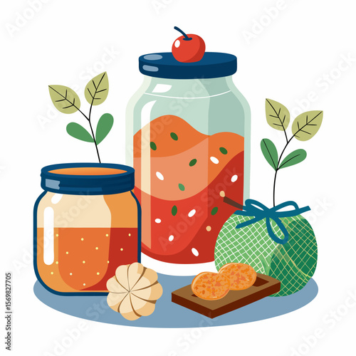 Artistic illustrations depicting the science and process of fermentation