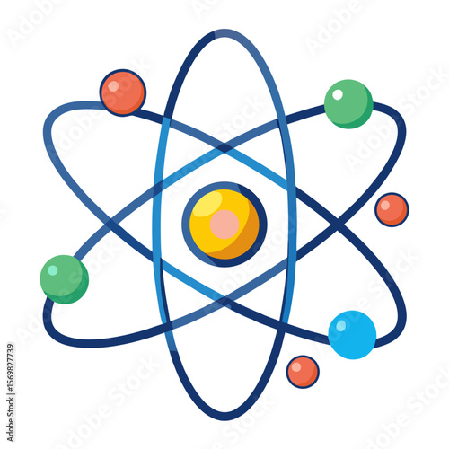 Simple and clean atomic structure model with nucleus and orbiting electrons