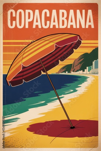 Vintage Travel Poster of Copacabana Beach, Brazil
