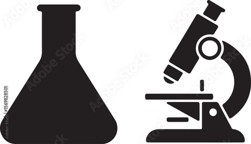 Laboratory Equipment Silhouette Vector Icon Set – Scientific Tools Collection.