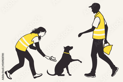 Animal Rescue Volunteer Silhouettes — Hand Holding Paw, Shelter Walks, Pet Handover for Nonprofit Campaigns & Awareness Brands