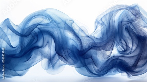 Swirling blue smoke with smooth wisps and gradient curls on clean transparent background, perfect for abstract overlays or atmospheric design use