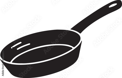 Frying Pan Silhouette Vector Icon, symbol of frying pan on white background.