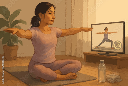 Serene Home Yoga Session with Virtual Instructor