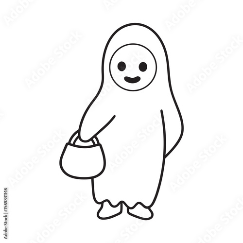 Halloween Kid Ghost With Bucket