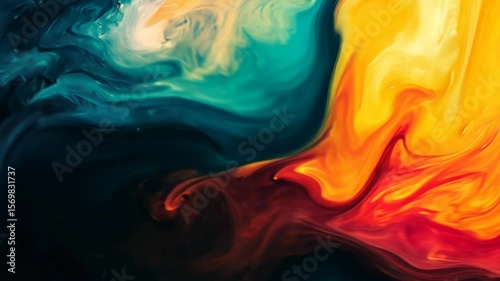 Abstract swirling colors of teal and orange-red