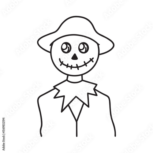 Spooky Scarecrow With Patchwork Face