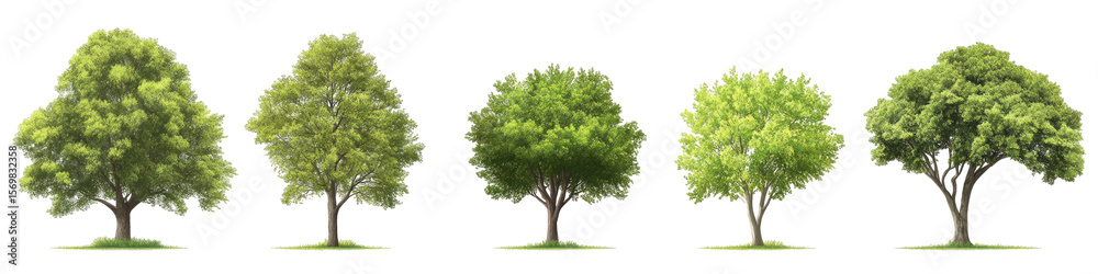 Obraz premium Five different sized trees in a row