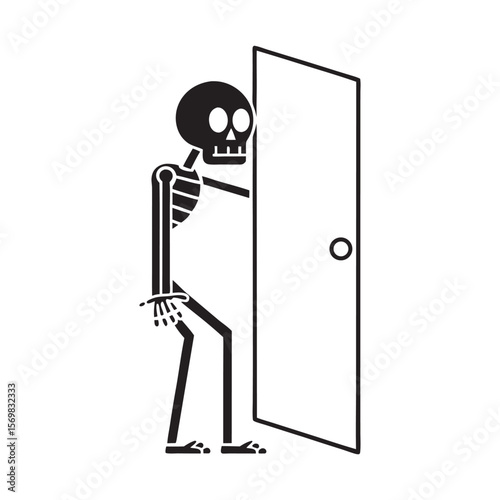 Doorway Trapped Bony Skeleton Outline