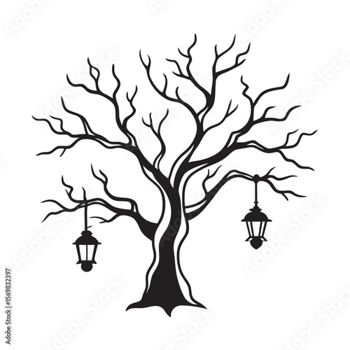 Lantern Tree In Haunted Forest