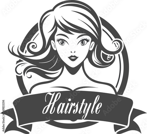 Elegant woman with flowing hair and banner hairstyle