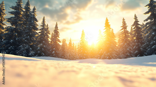 closeup of snow covered evergreen branch in forest