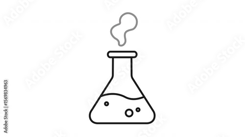 Looped animation of a boiling lab flask with steam in minimalist outline icon style. 4k seamless footage showing science object, chemistry motion, and clean experiment symbol for lab visuals
