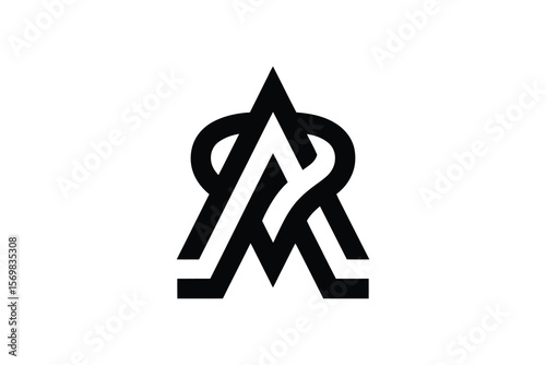 Abstract black and white logo design with interwoven lines and shapes