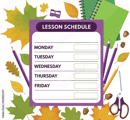 Back to school lesson schedule template printable weekly planner organizer for teachers and students