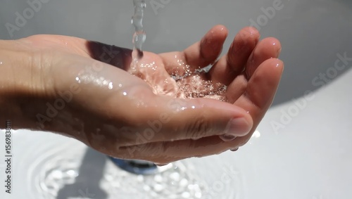 Wallpaper Mural Handwashing day. Close-up of a human hand under thin stream of water Torontodigital.ca