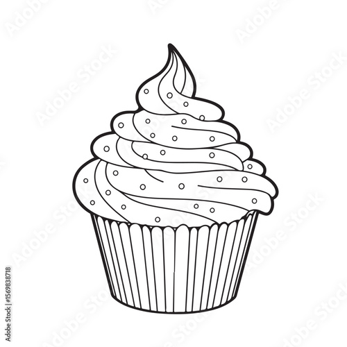 Cupcake illustration in black and white