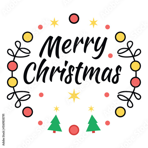  Merry Christmas typography vector illustration.