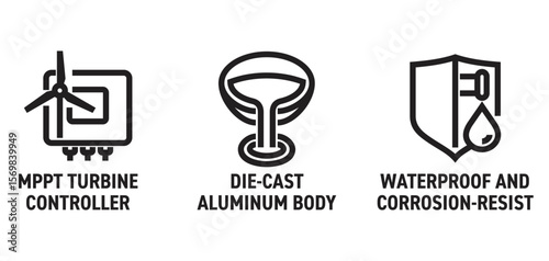 Wind turbine bold icons - Die-cast aluminum, Waterproof and corrosion, MPPT controller